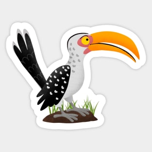 Funny yellow billed hornbill safari bird cartoon Sticker